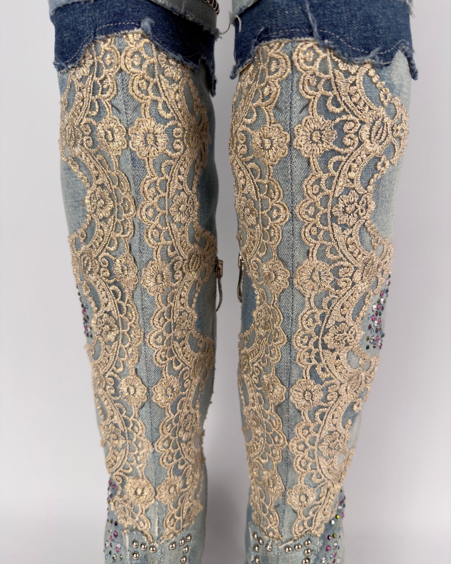 El Dante’s Couture Vintage Denim Boots — 38/39