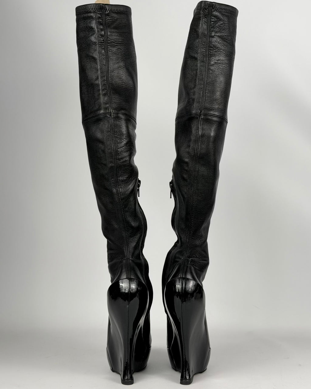 Celine FW 2008 Over the Knee Leather Wedge Boots — 36