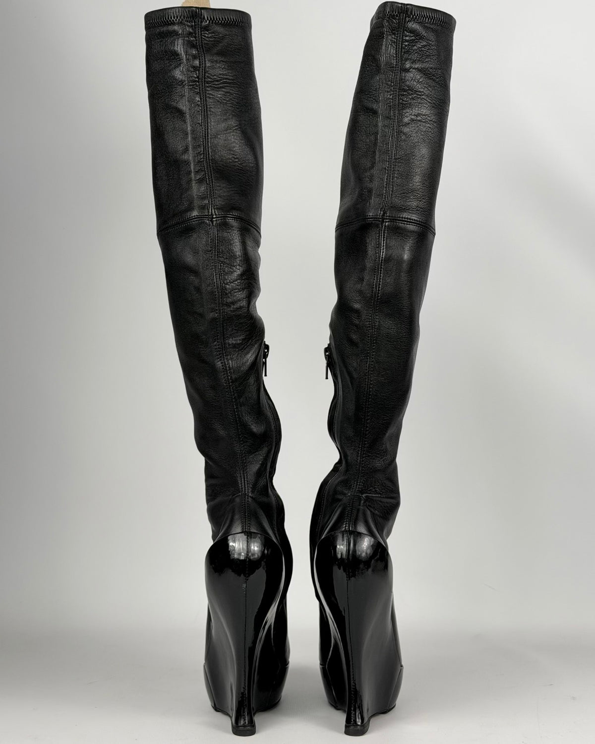 Celine FW 2008 Over the Knee Leather Wedge Boots — 36
