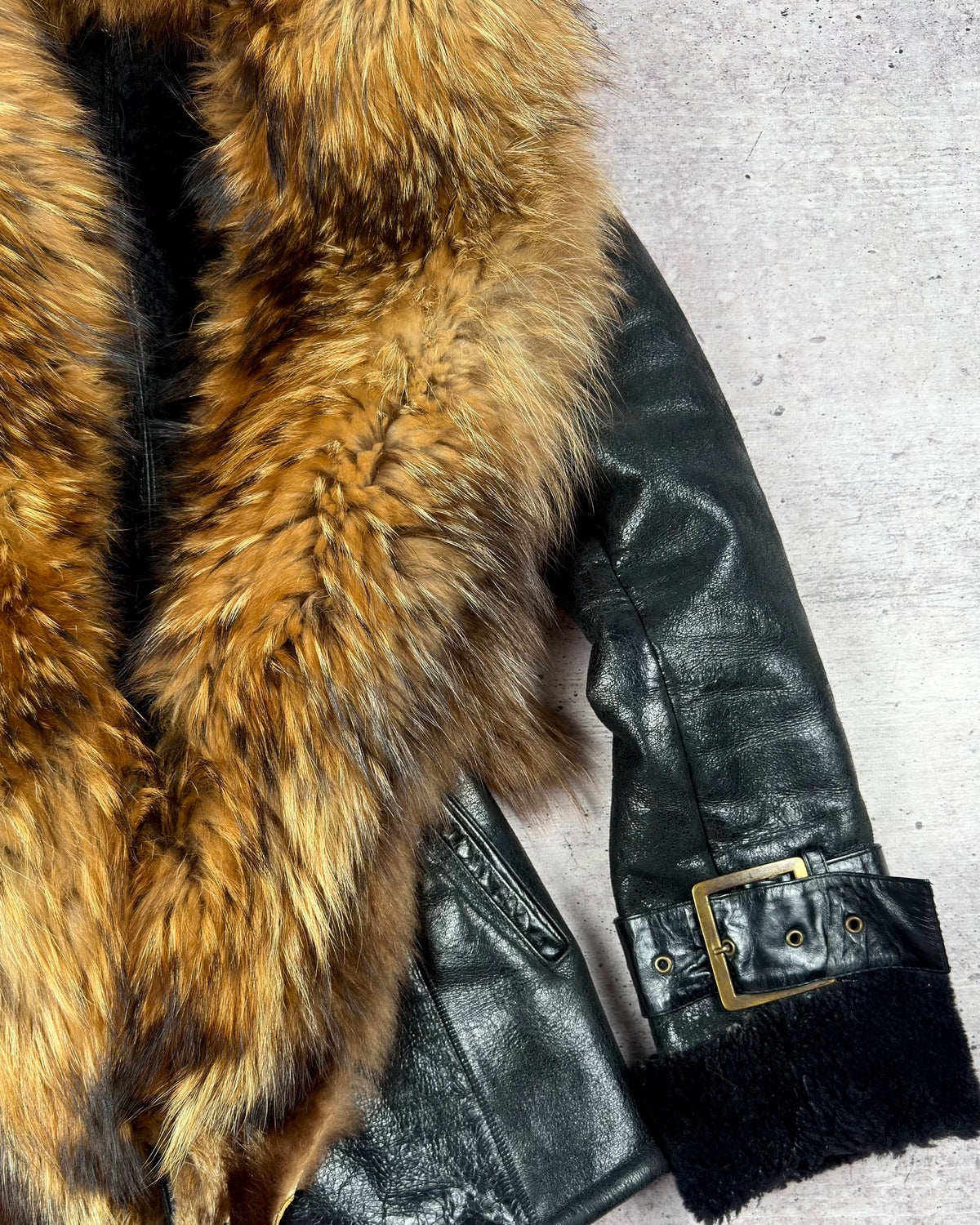 Vintage Fur Shearling Leather Jacket — M/L