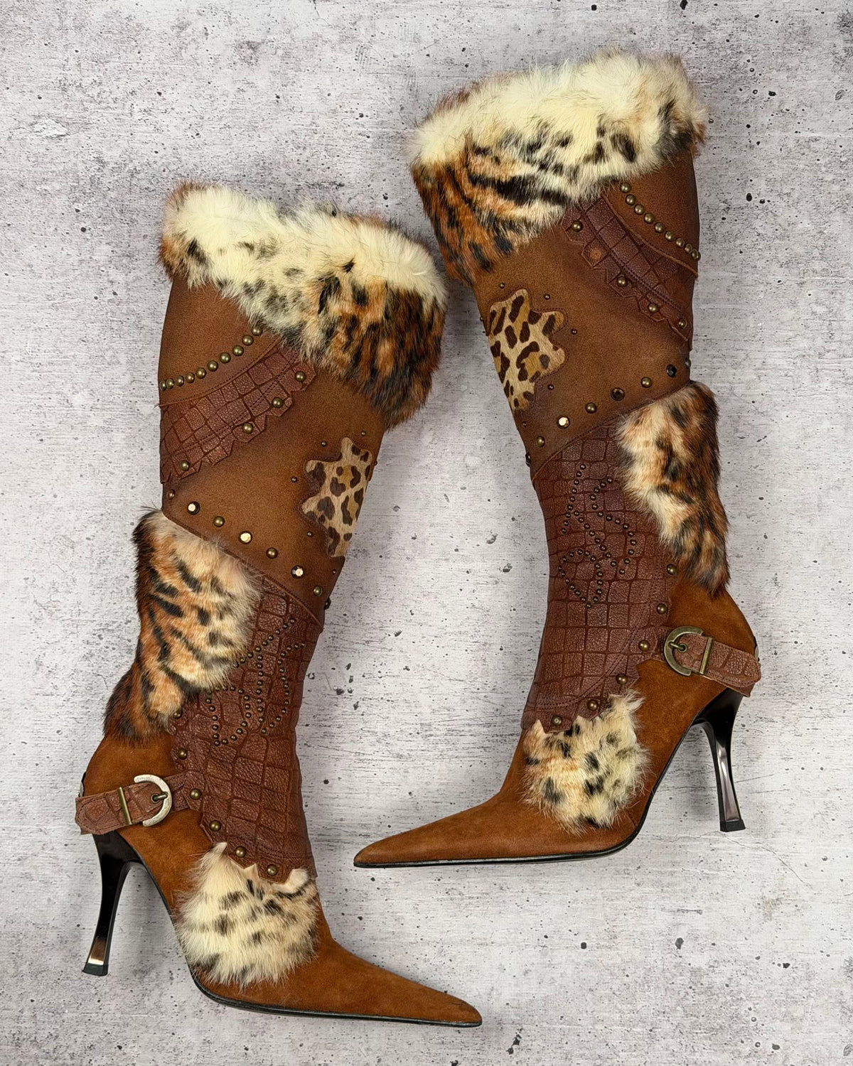 El Dantes Couture Vintage Fur Heel Boots — 37