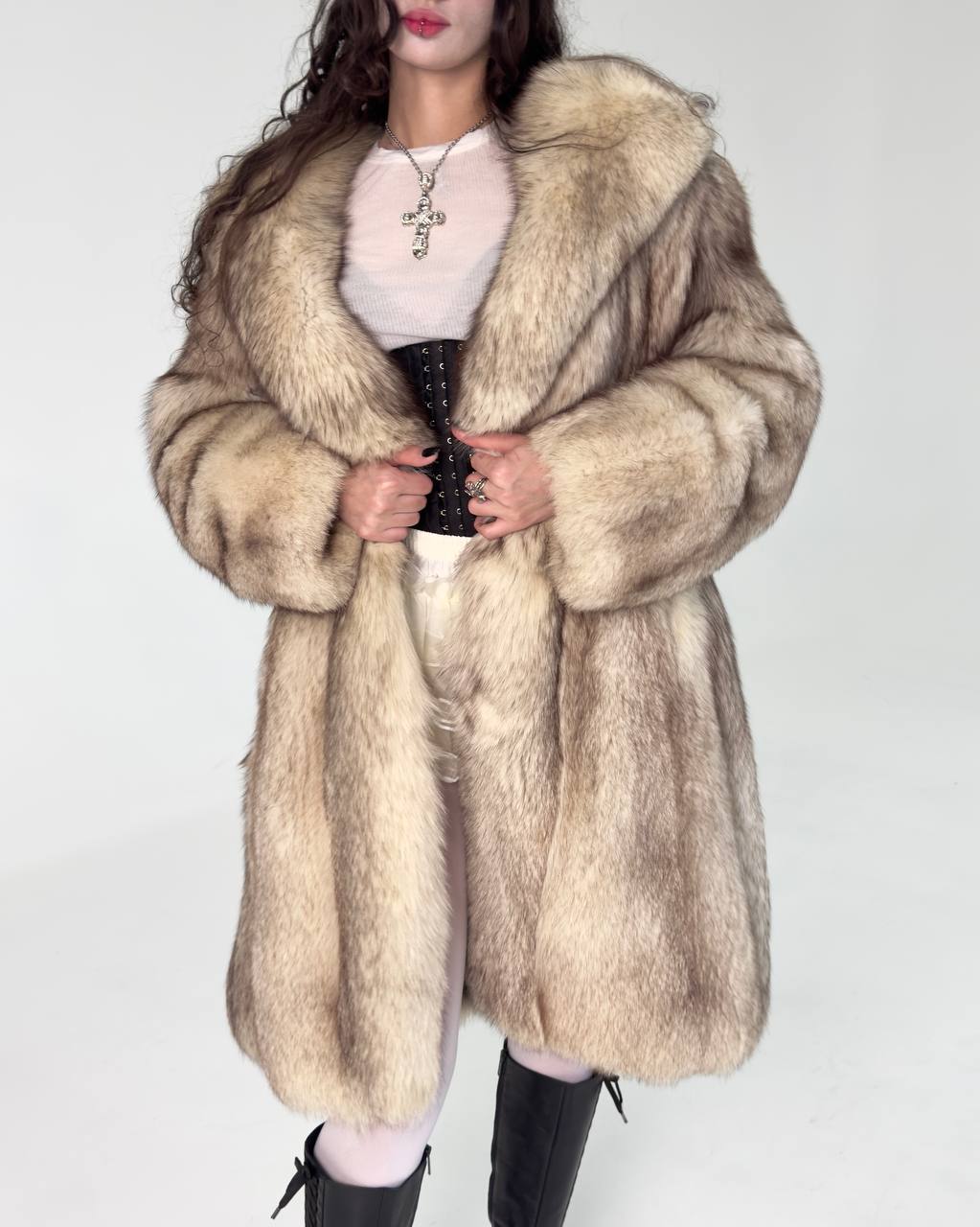 Vintage White Arctic Fox Fur Coat