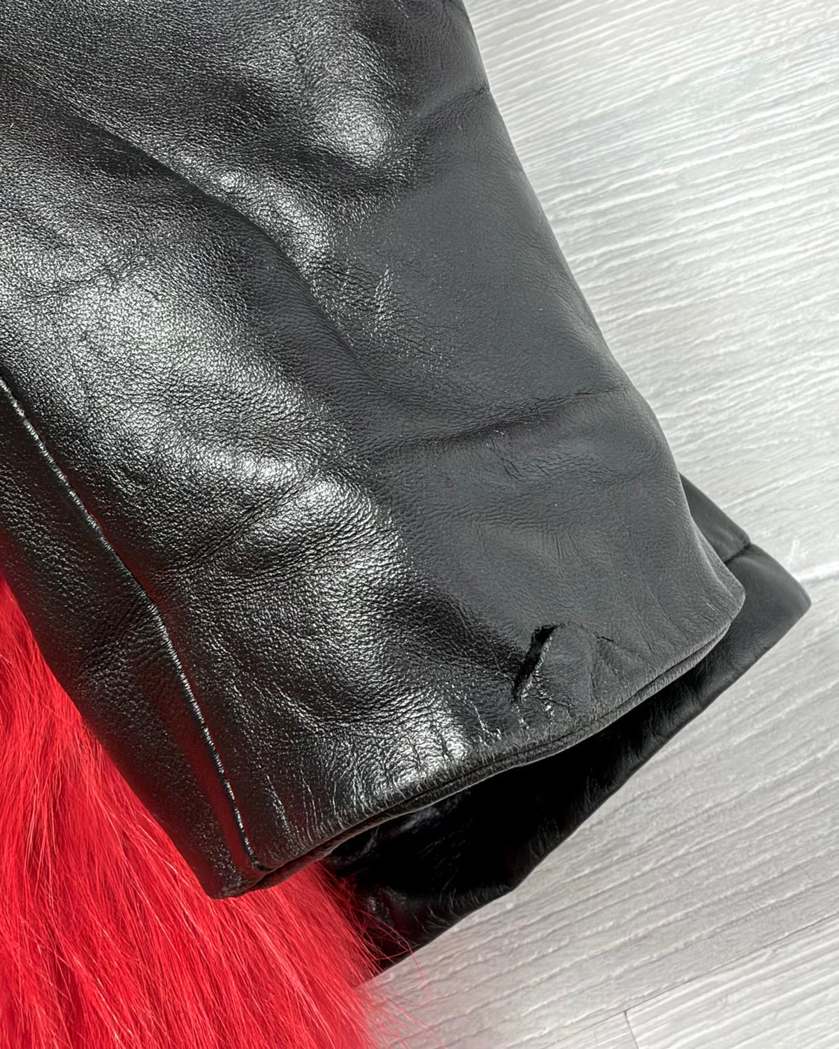 Vintage Fur Leather Jacket — M/L