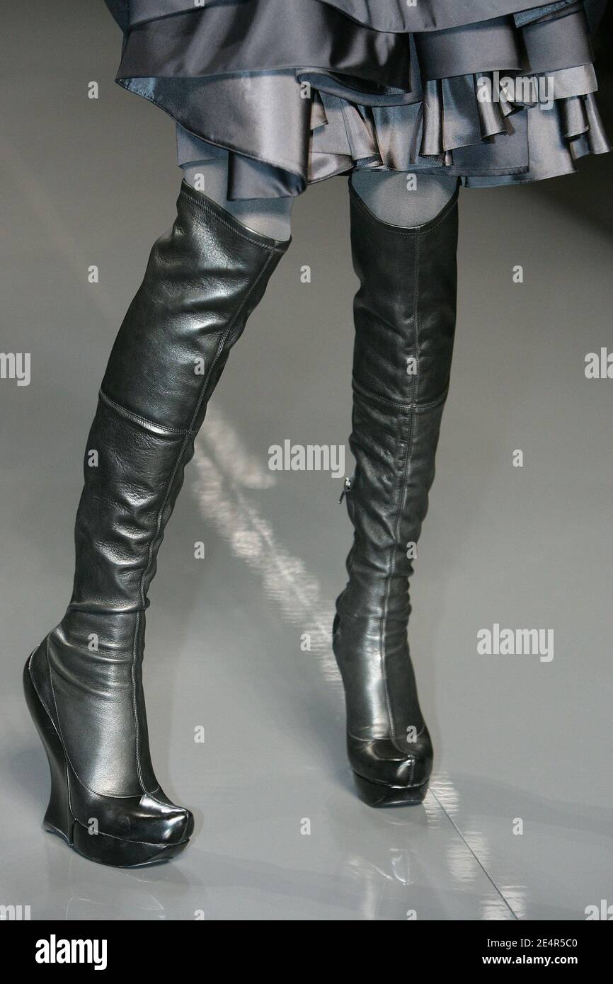 Celine FW 2008 Over the Knee Leather Wedge Boots — 36