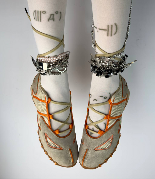Diesel Vintage Lace Up Ballet Flats — 37.5/38.5