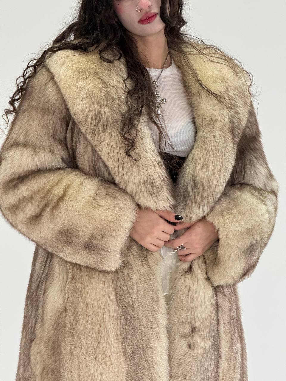Vintage White Arctic Fox Fur Coat