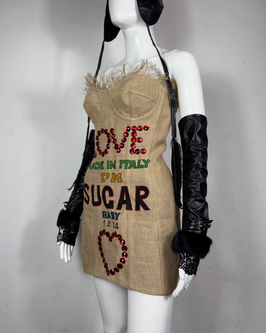 Dolce Gabbana S/S 1992 Runway Jute Corset Dress