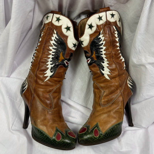 Dolce Gabbana Cowboy Boss Hearts Boots — 40