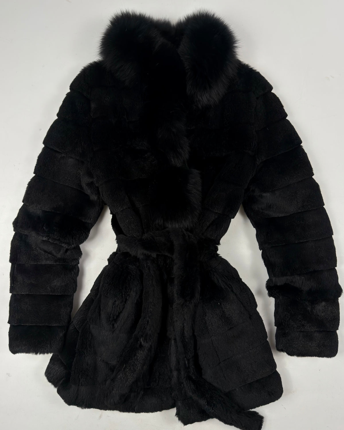 Vintage Black Fur Coat with Fox Collar — XS/M