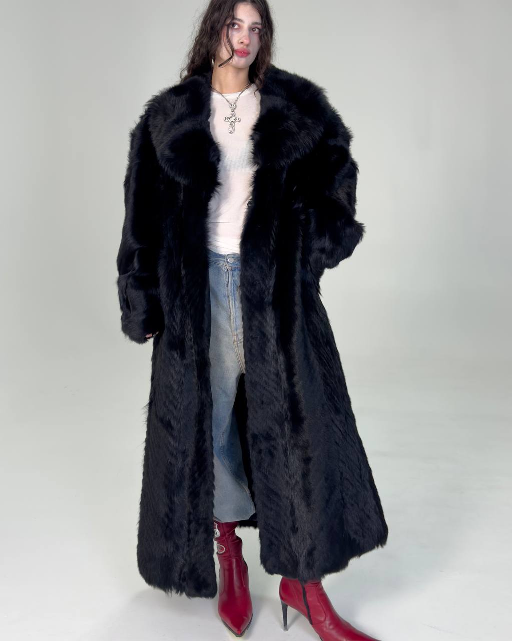Vintage Long Black Fur Coat