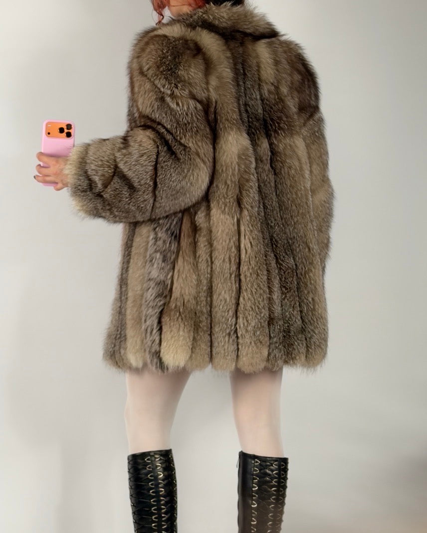 Vintage Polar Fox Fur Coat — S/L
