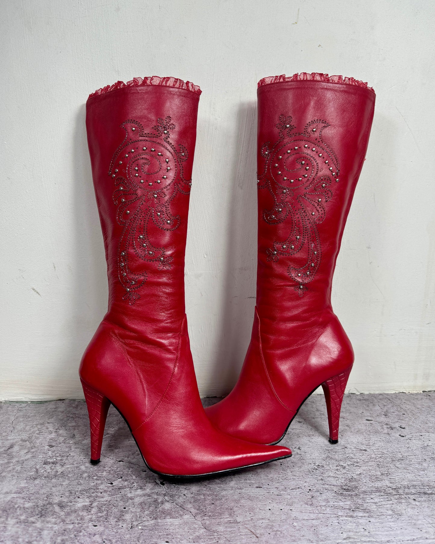 Vintage Italian Ferde Red Leather Boots 36.5/37
