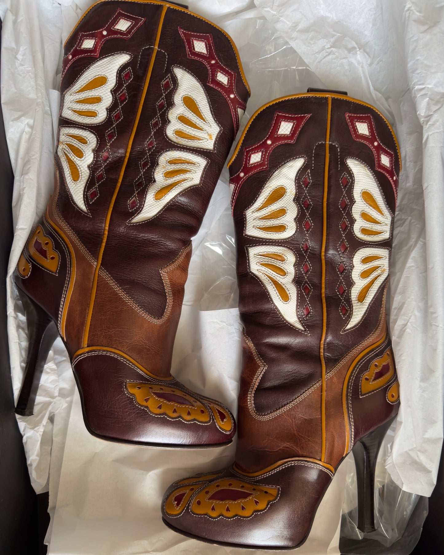 D&G SS 04 Cowboy Butterfly Boots — 36