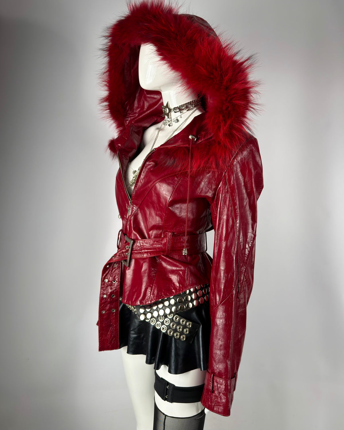 Vintage Fur Leather Jacket — M
