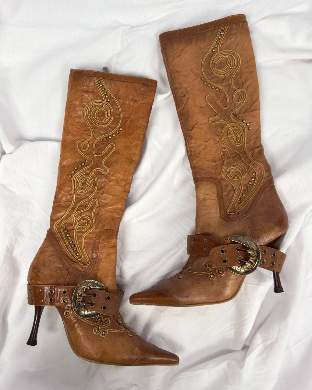 Vintage Italian Leather Buckle Boots — 36/36.5