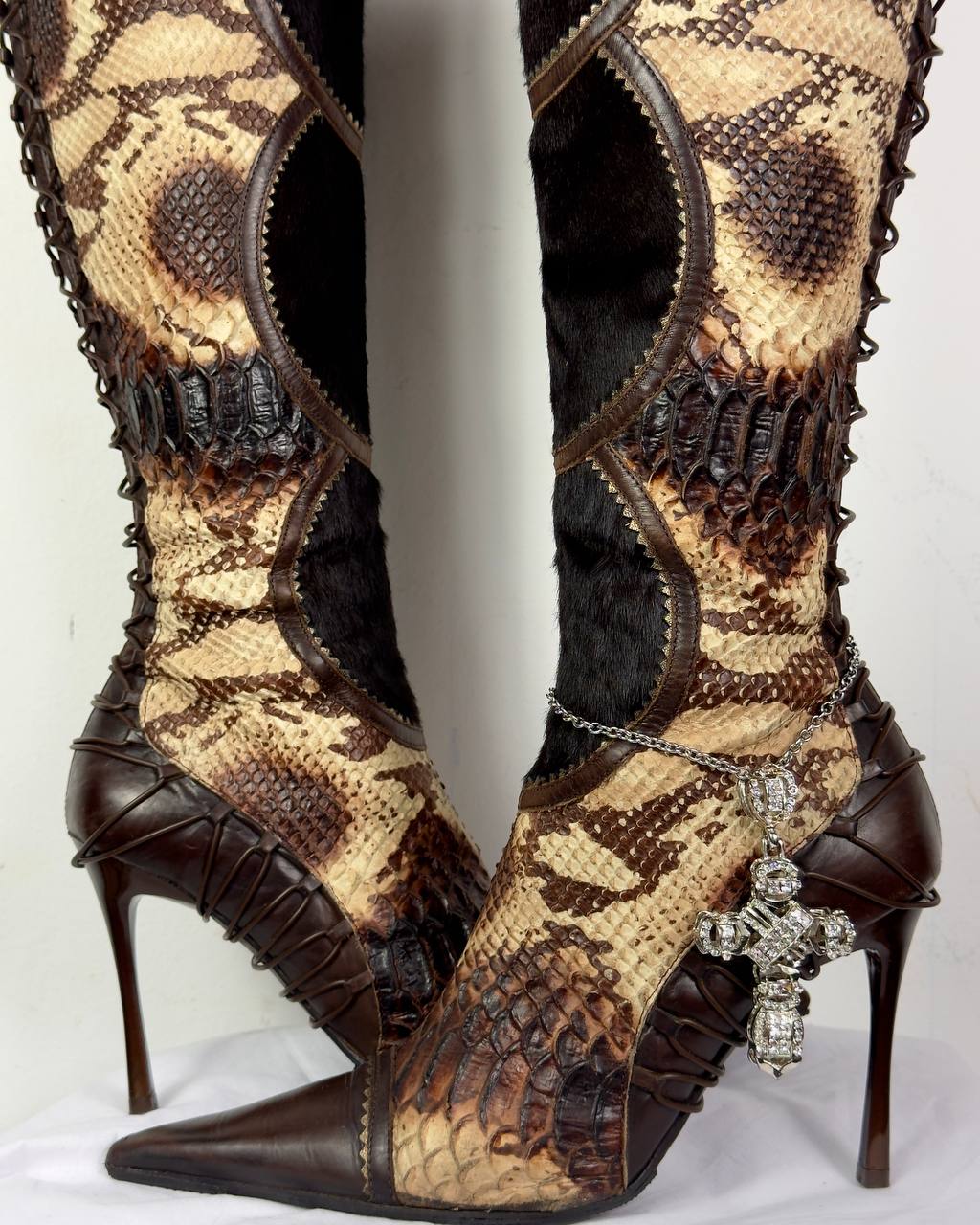 Vintage Corset Lace Up Back Boots 37/37.5