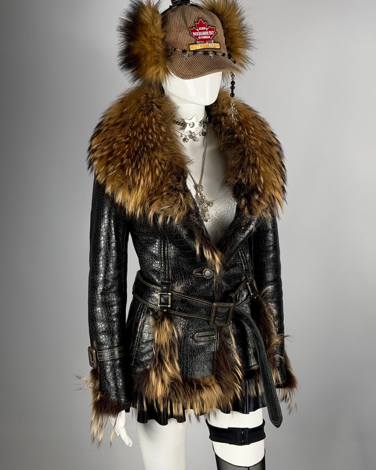 Vintage Fur Leather Jacket — XS/M