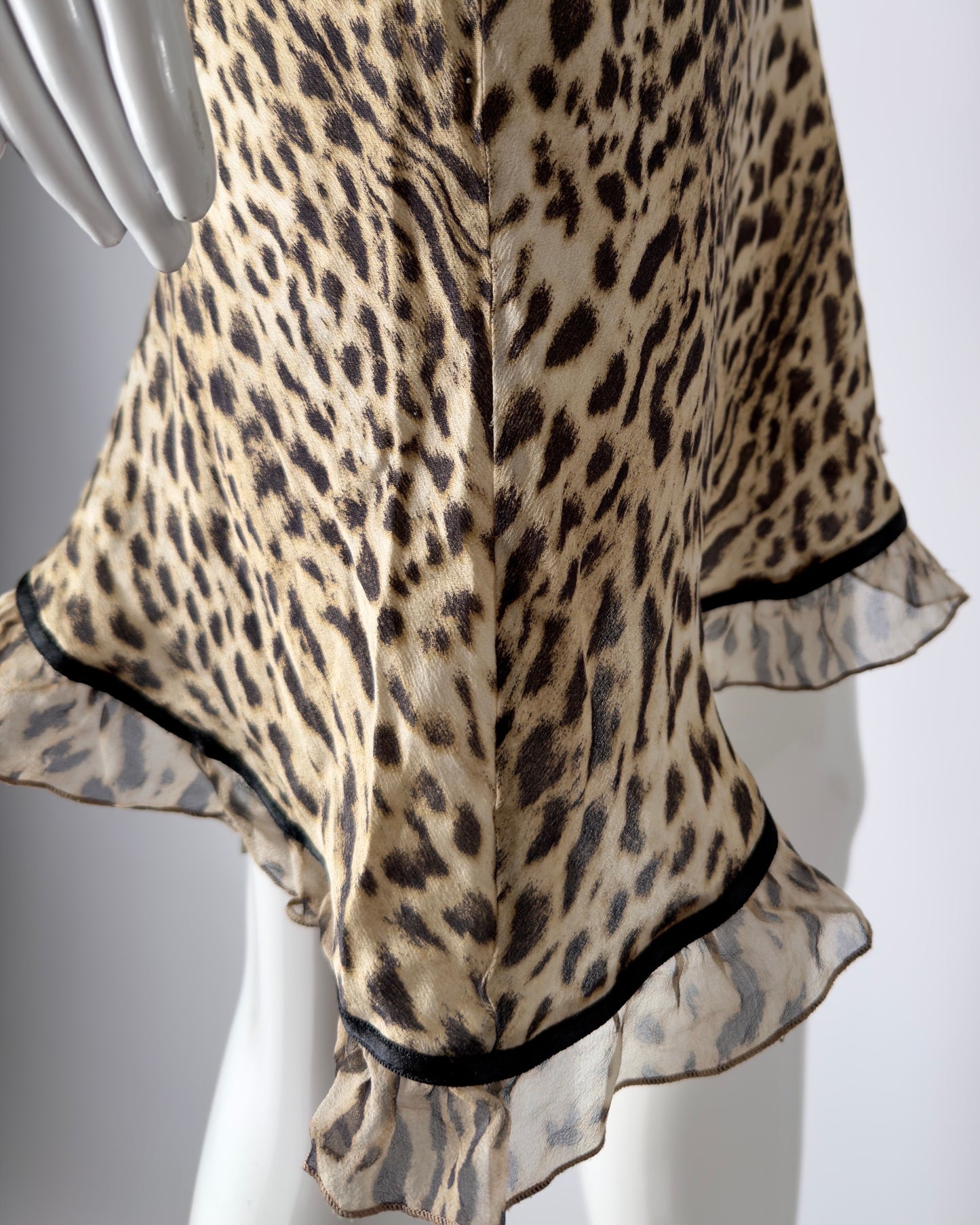 Roberto Cavalli early 2000s Leopard Silk Mini Dress