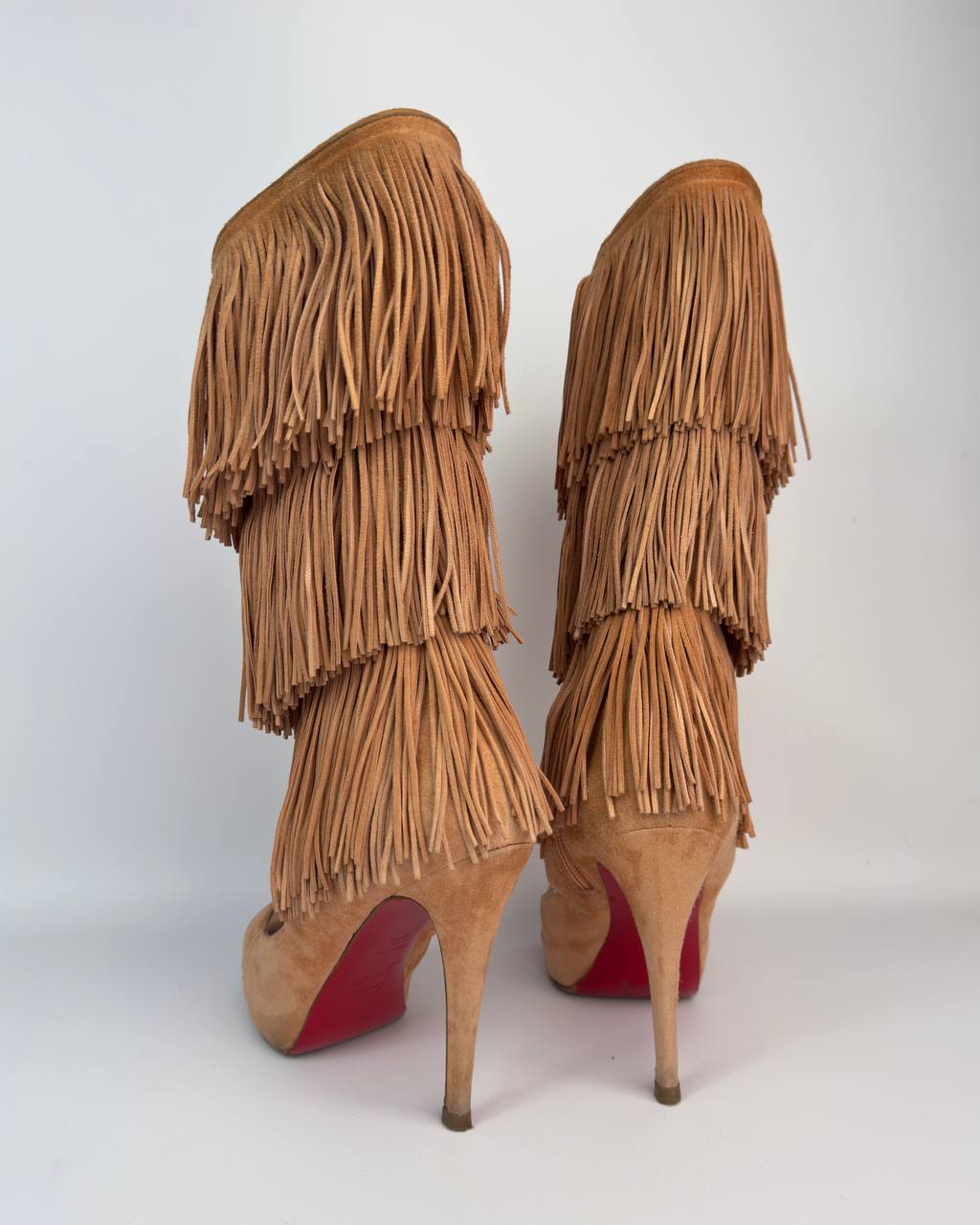 Christian Louboutin Spring 2009 Tina Peep Toe Fringe Boots — 37.5/38