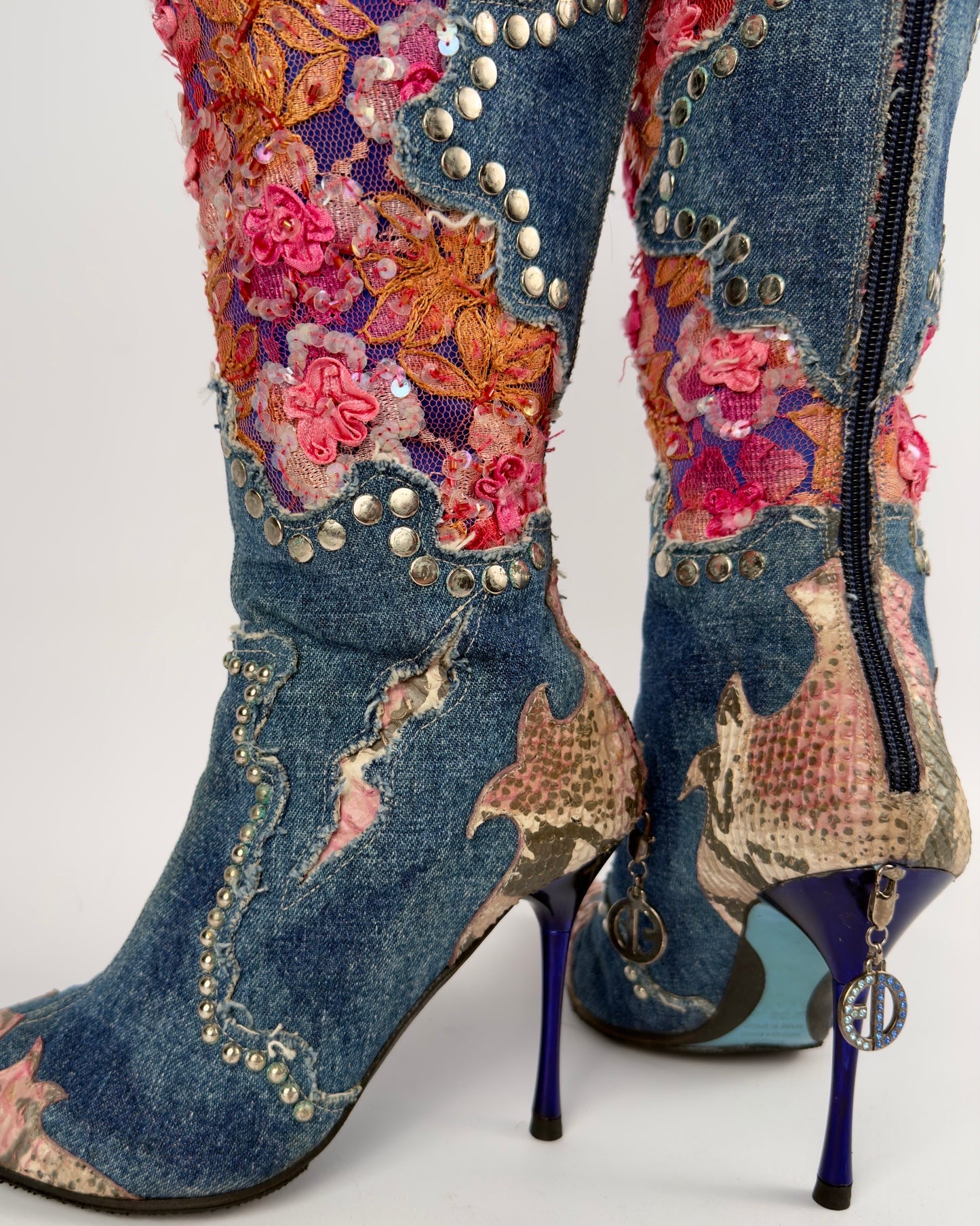 El Dante’s Couture Vintage Denim Boots