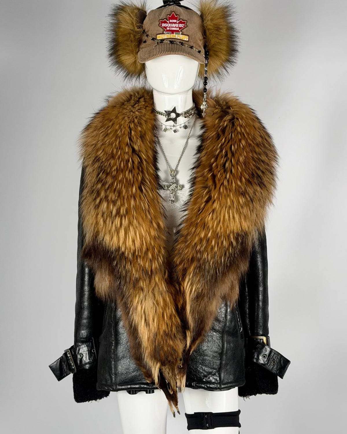 Vintage Fur Leather Jacket — M/L