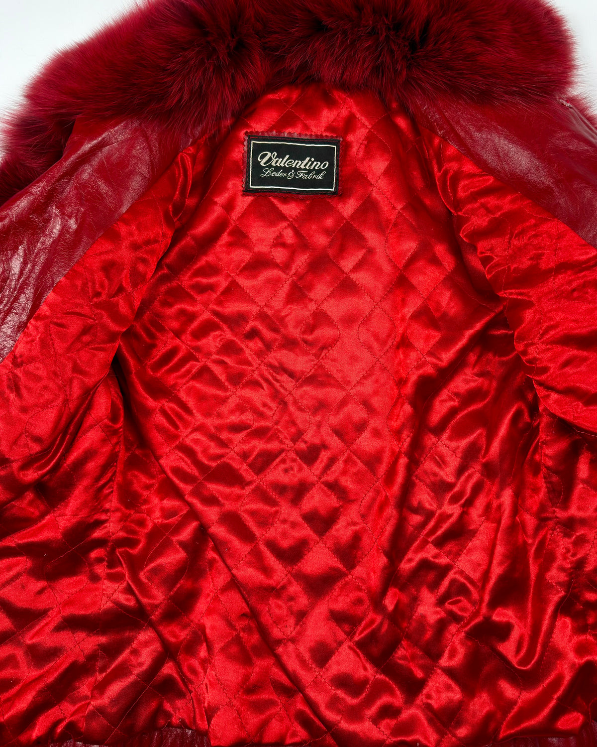 Vintage Red Fur Leather Jacket — S/M