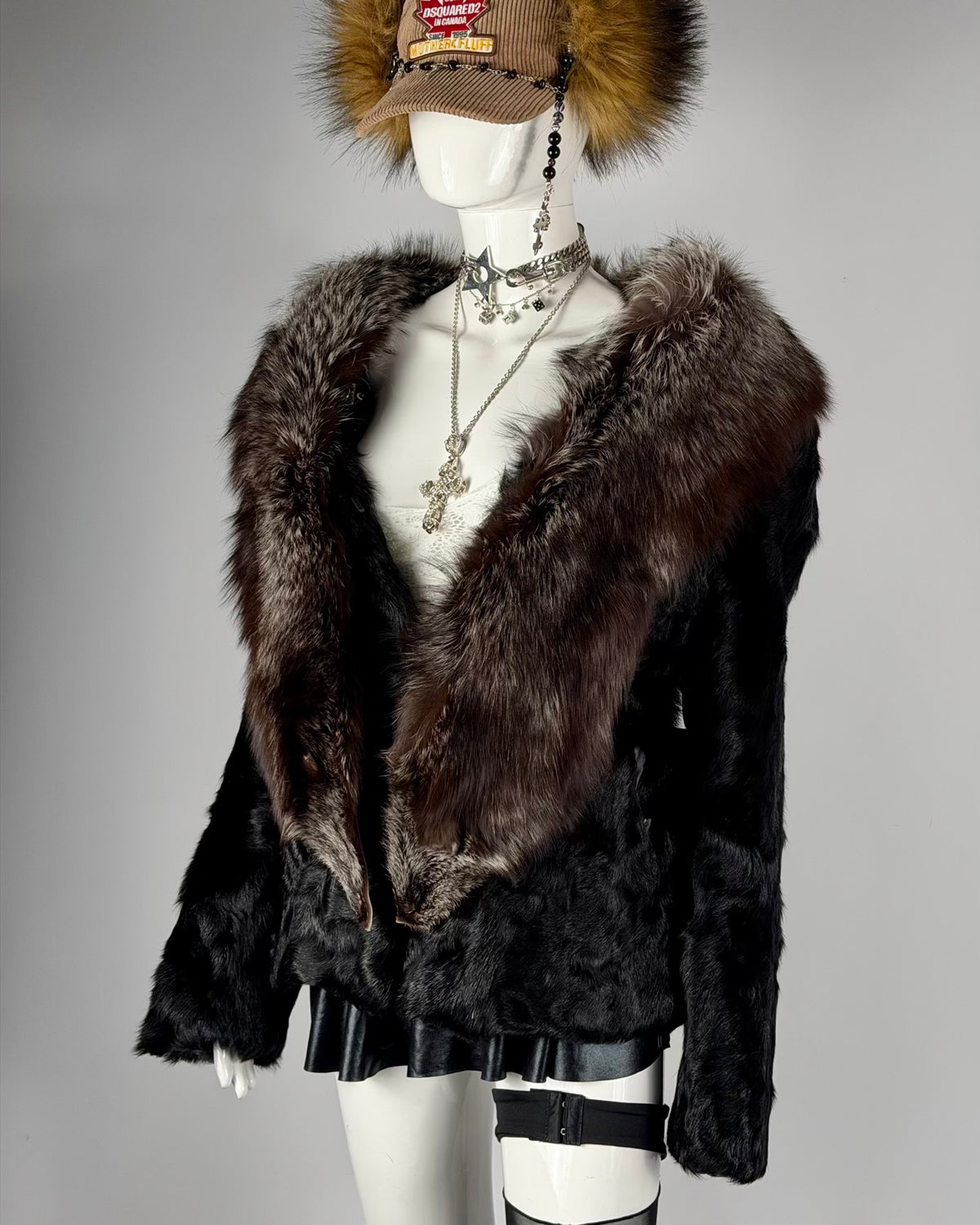 Vintage Fur Leather Jacket — M