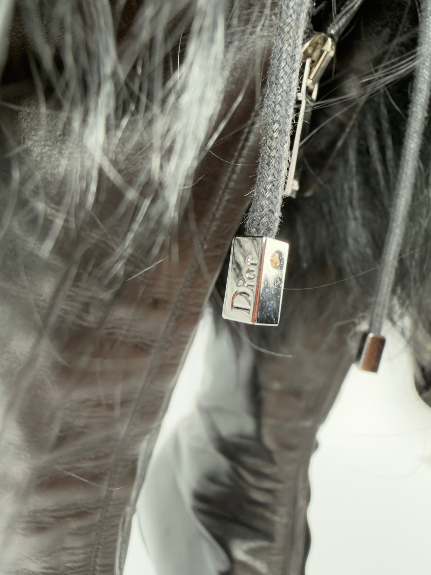 Christian Dior FW2003 by John Galliano Black Fur Trim Boots — 38/38.5