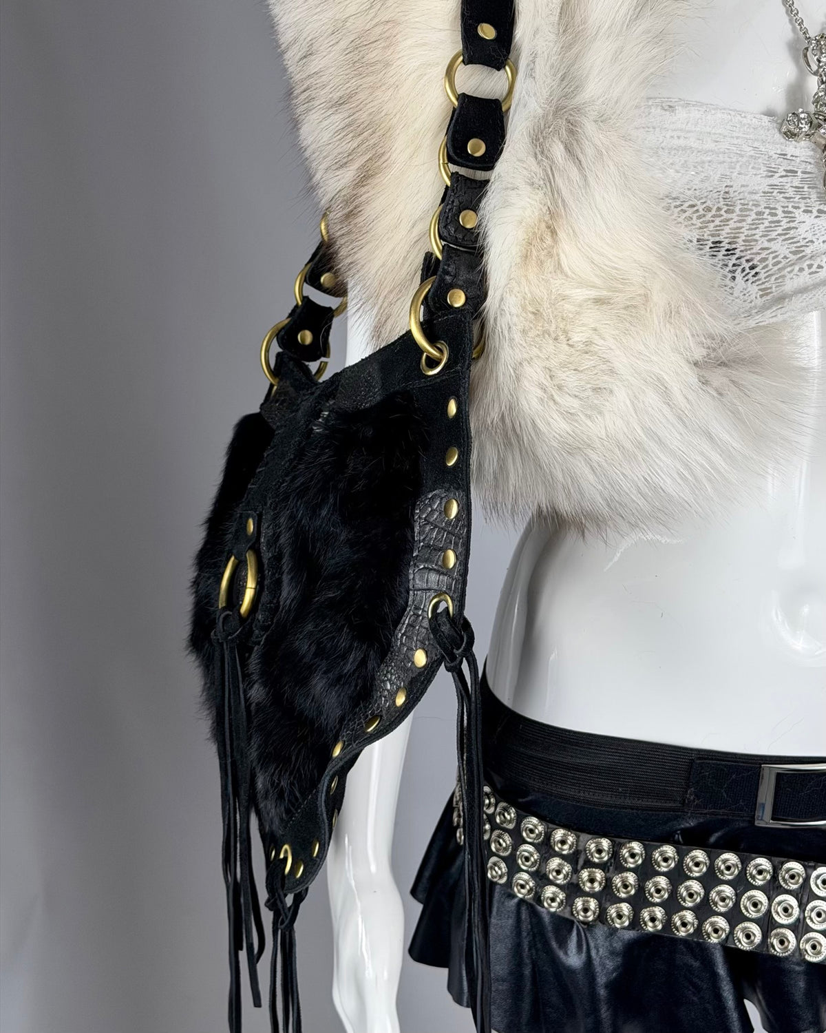 Vintage Fur Leather Bag