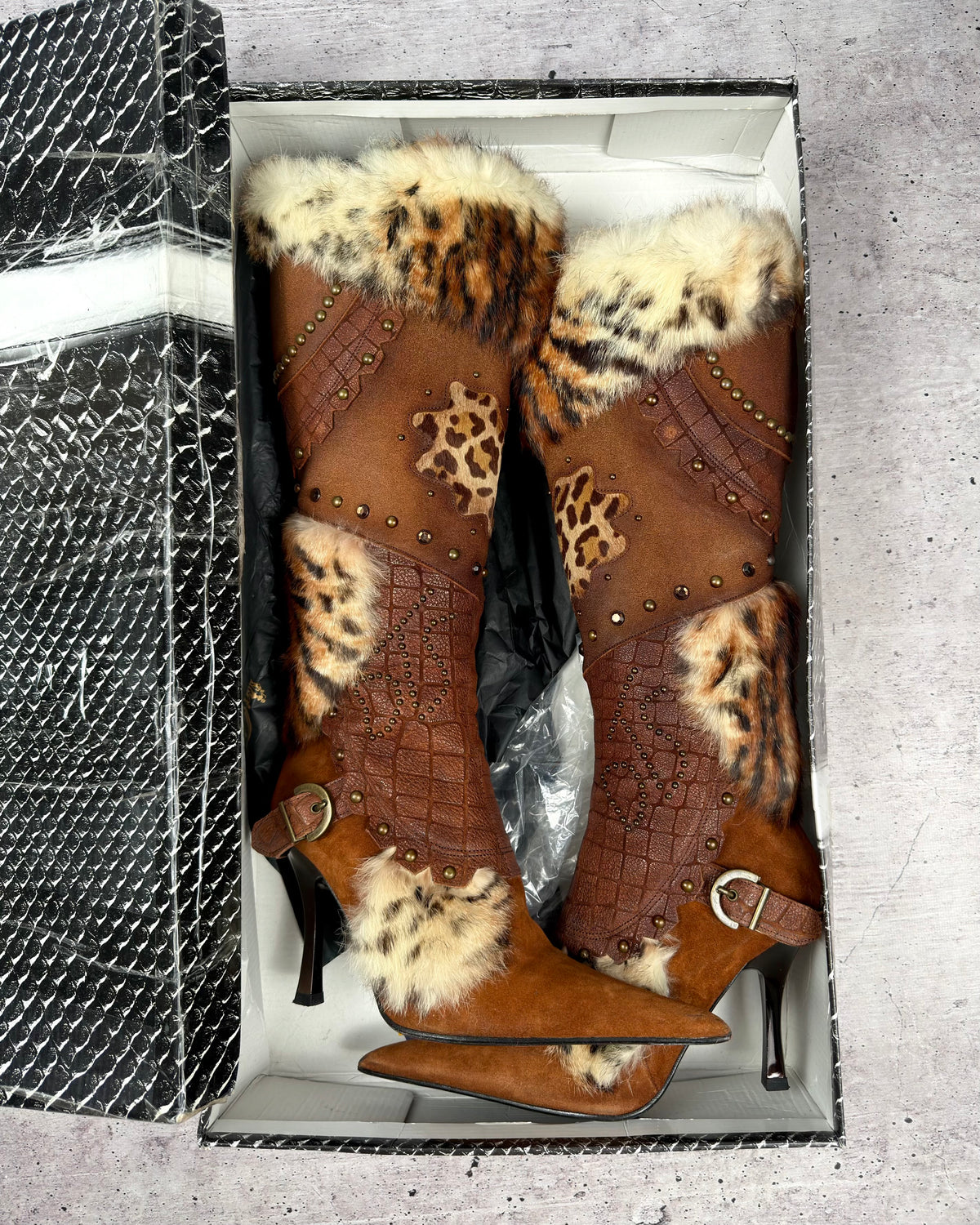 El Dantes Couture Vintage Fur Heel Boots — 37