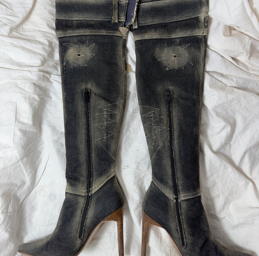 El Dante’s Over The Knee Denim Boots — 40/41