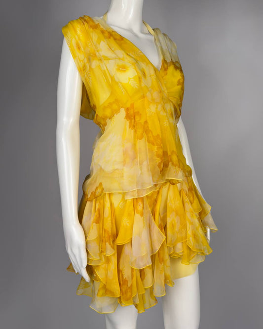 Christian Dior by Galliano SS2011 Silk Chiffon Set — Blouse + Ruffled Mini Skirt