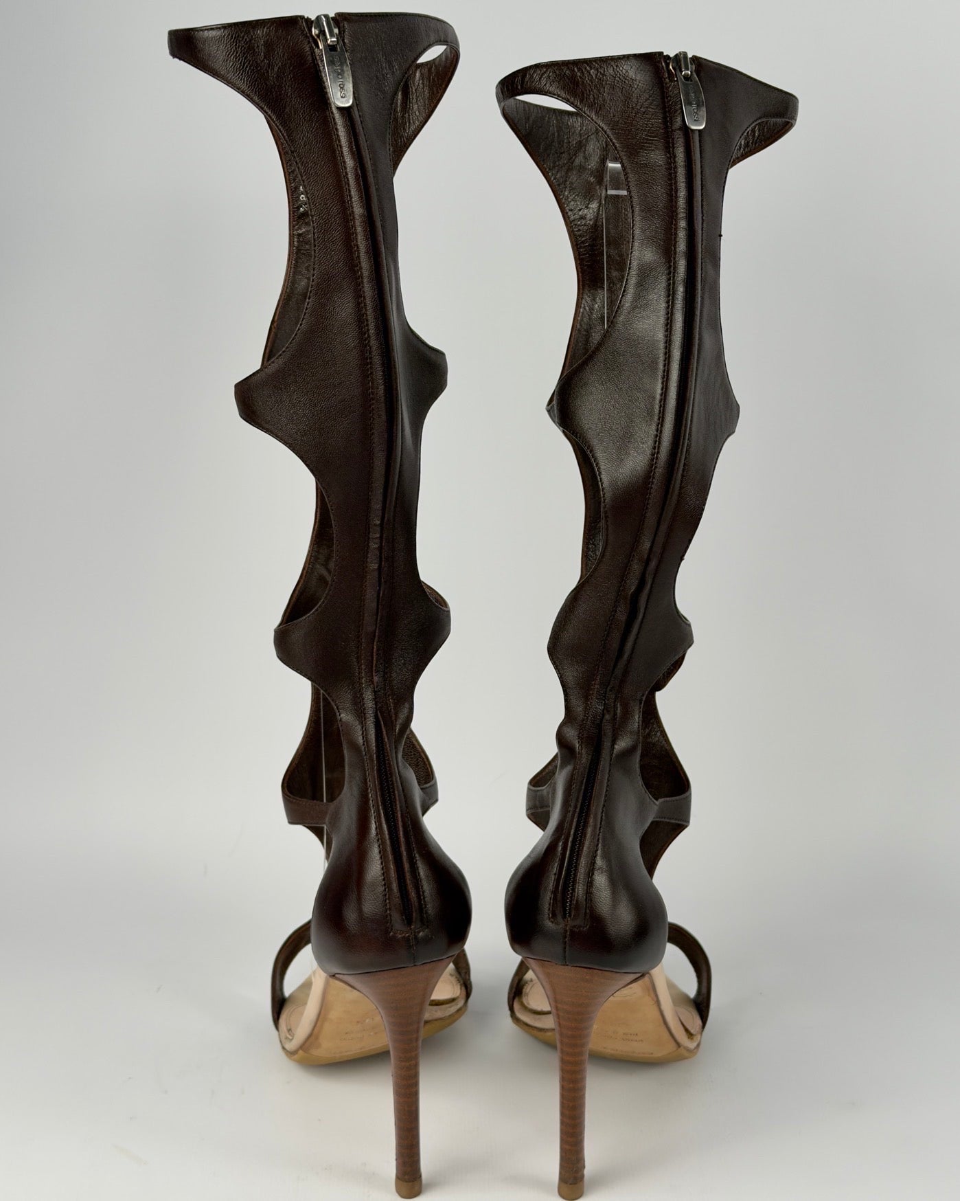 Sergio Rossi Seashells Gladiator Cut Out Boots — 38/38.5