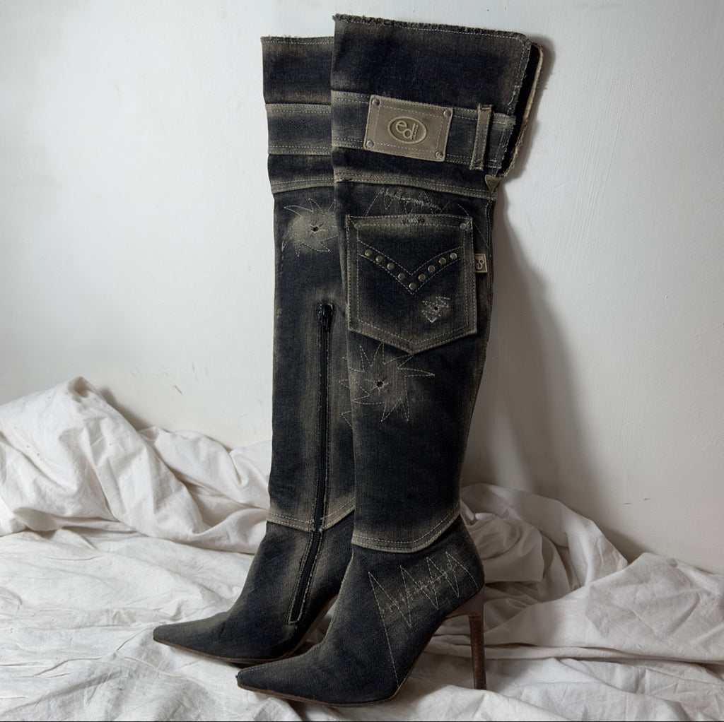 El Dante’s Over The Knee Denim Boots — 40/41