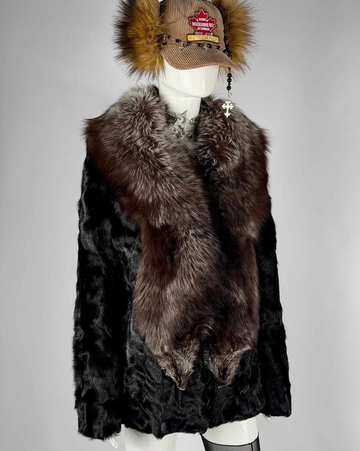 Vintage Fur Leather Jacket — M