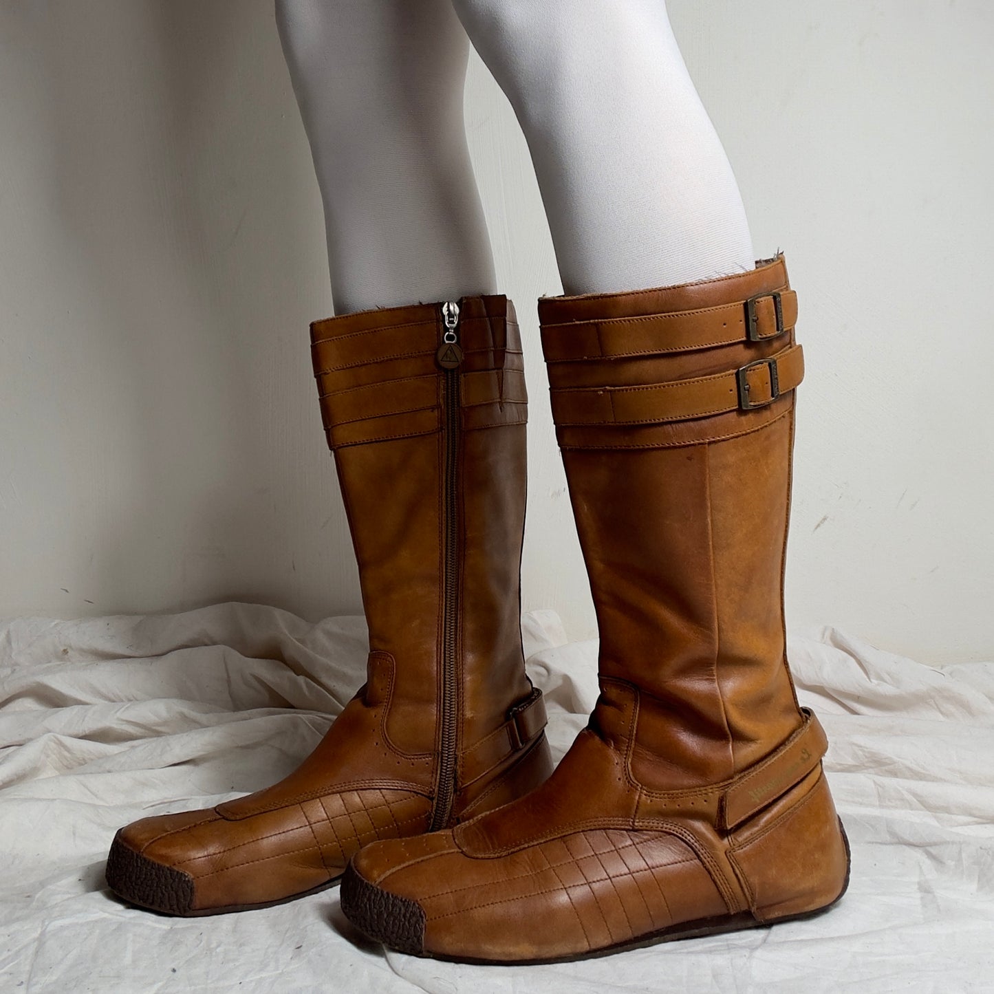 Le Coq Sportif Vintage Leather Moto Biker Boots