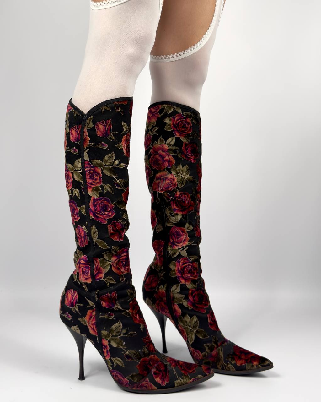 Casadei Vintage Roses Boots — 39