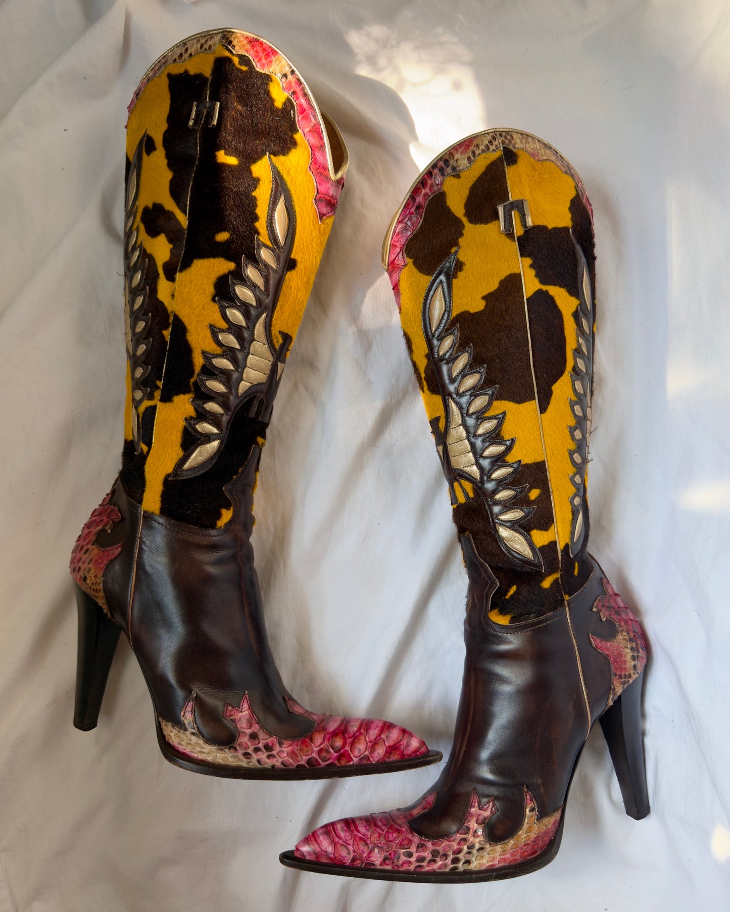 Gianmarco Lorenzi Western Pony Hair Boots — 39