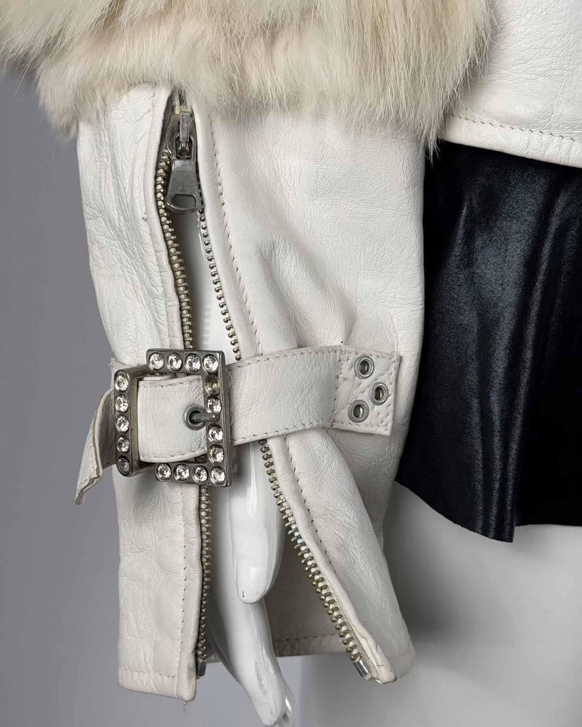 Vintage Fur Leather Jacket — M