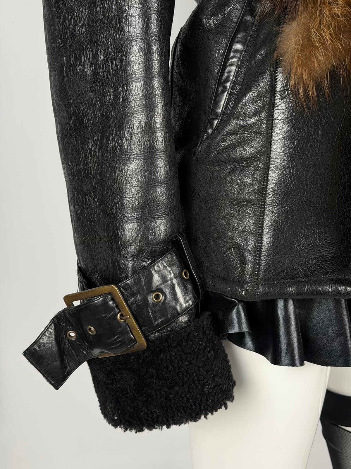 Vintage Fur Leather Jacket — M/L