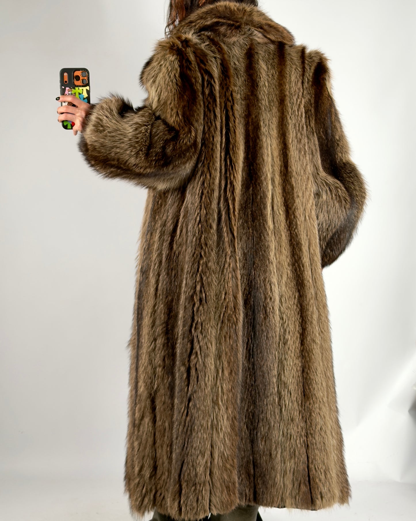 Vintage Long Brown Fur Coat — M/L