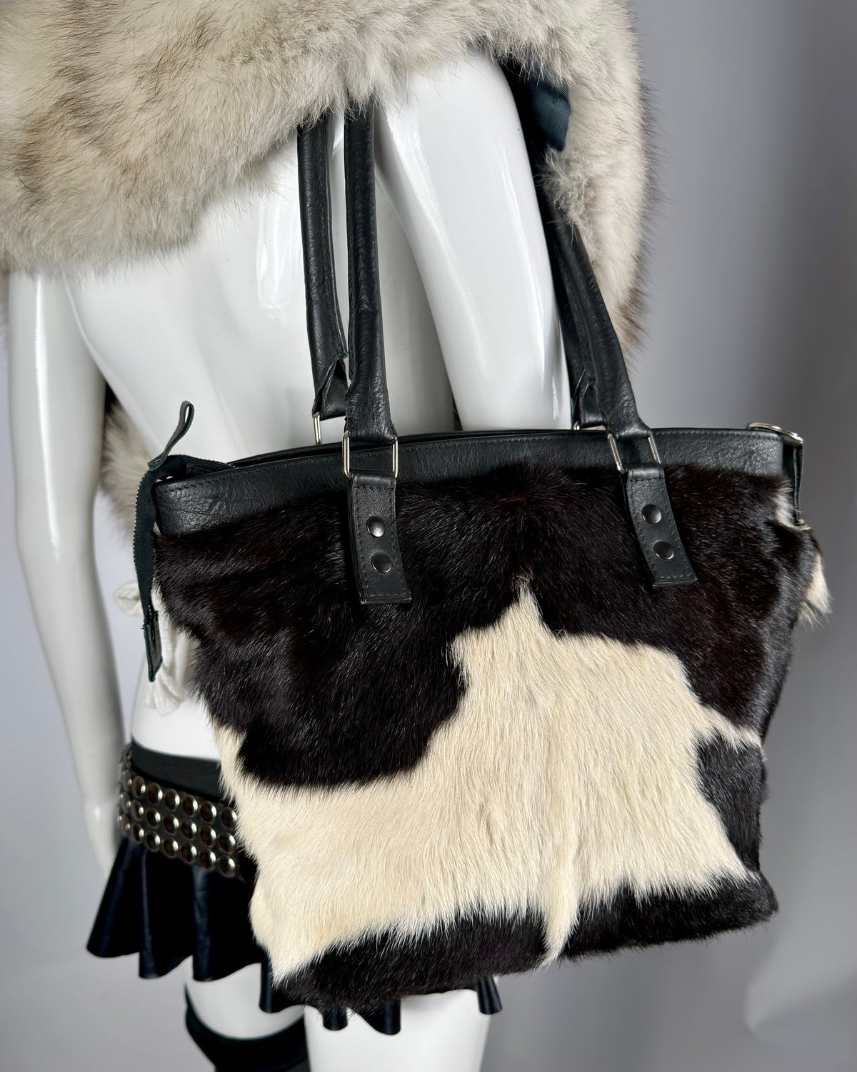 Vintage Cowhide Fur Leather Bag