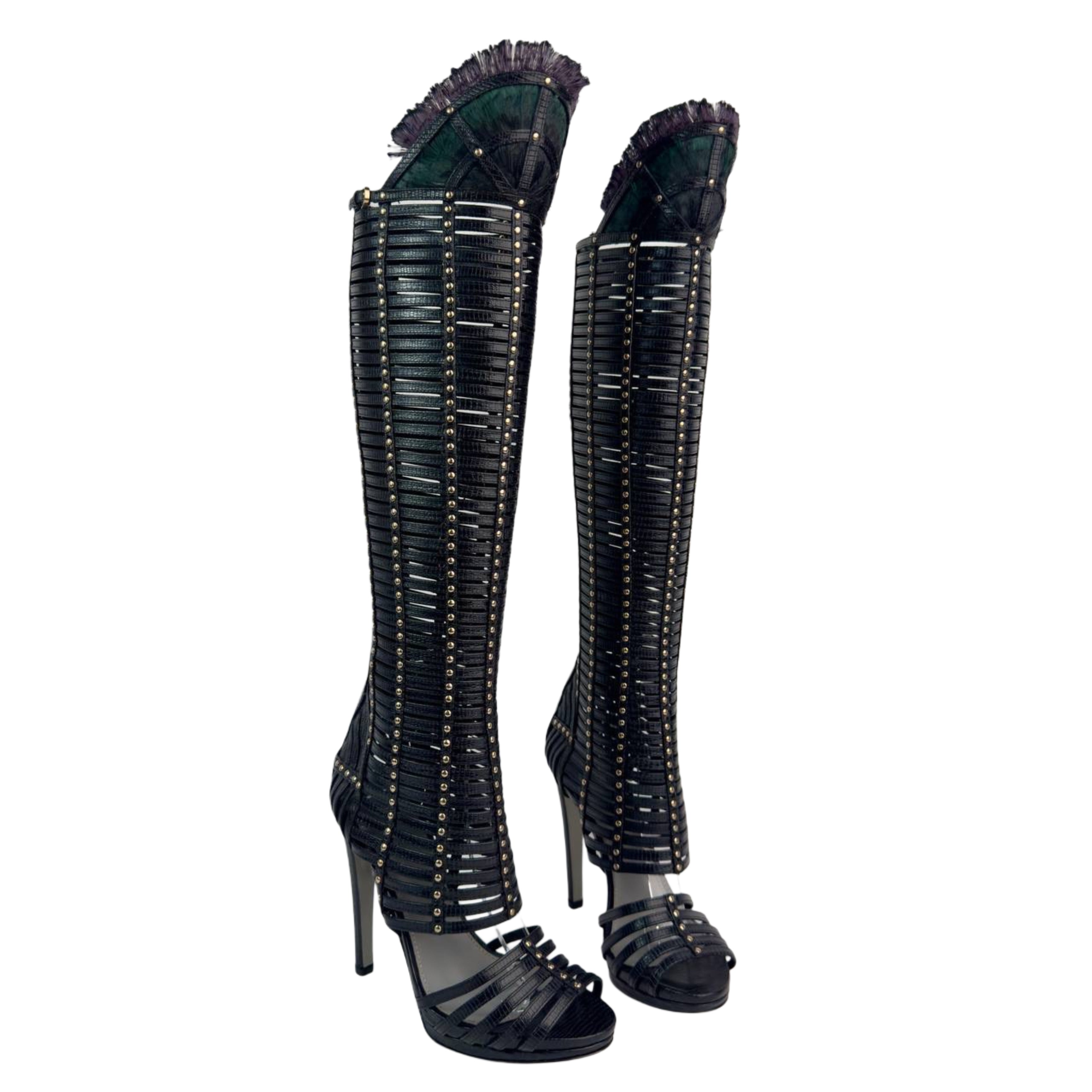 Sergio Rossi Gladiator Heel Boots — 38/39 – darina`s garms