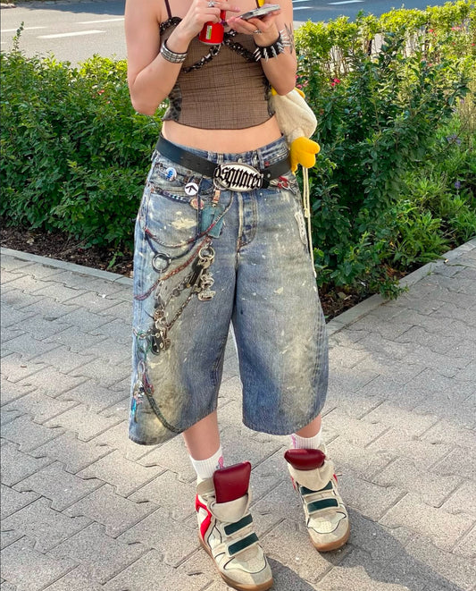 Acne Studios Tromp L’oeil Jorts with Chain