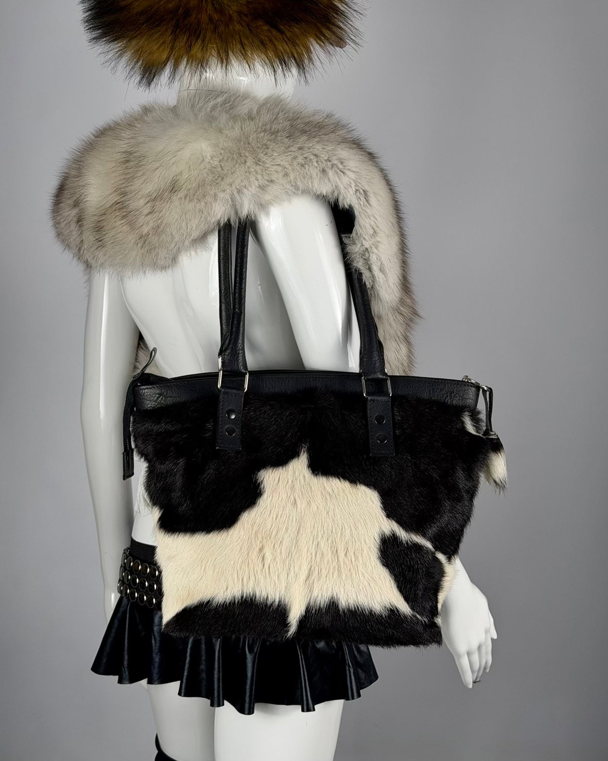 Vintage Cowhide Fur Leather Bag