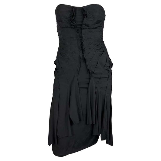 Gucci by Tom Ford S/S 2004 Fan Pleated Silk Black Runway Dress