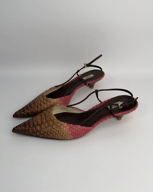 Prada Vintage Python Kitten Heels — 39