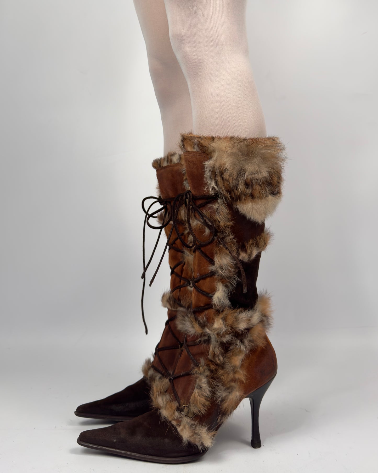 El Dante’s Couture Vintage Fur Boots — 38