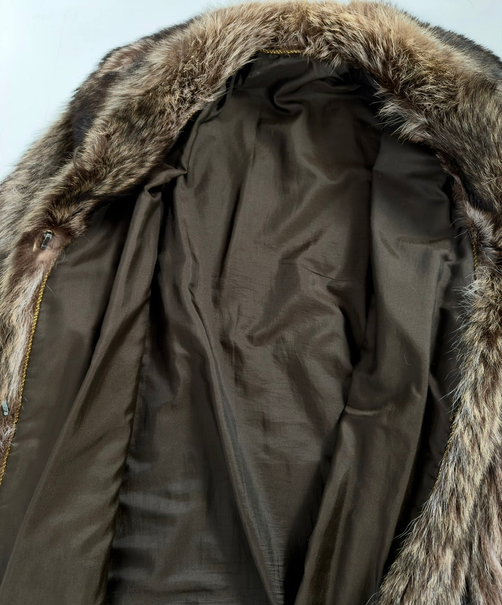 Vintage Brown Long Fur Coat — S/L