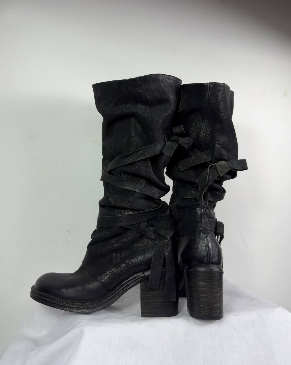 AS98 Vintage Leather Slouch Wrap Mummy Boots 40/40.5
